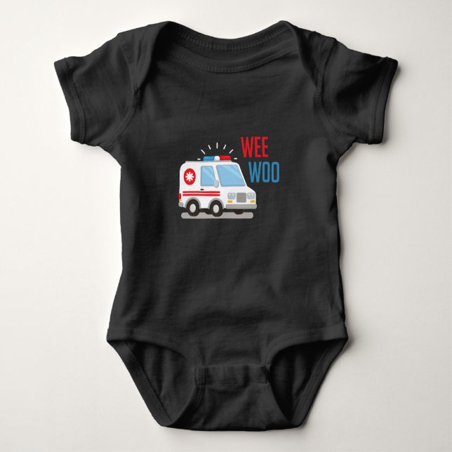 Paramedic Ambulance Car wee woo Hospital EMT Baby Bodysuit (Front)