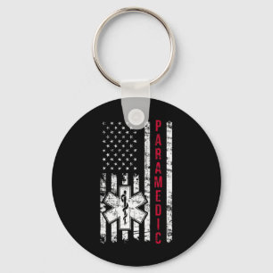 Paramedic American Flag Independence Day Emt Ems U Key Ring