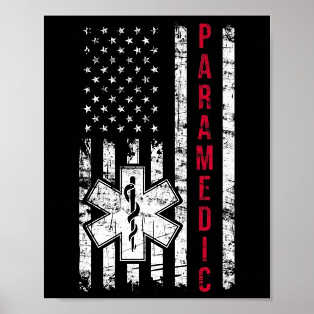 Paramedic American Flag Independence Day Emt Ems U Poster (Front)