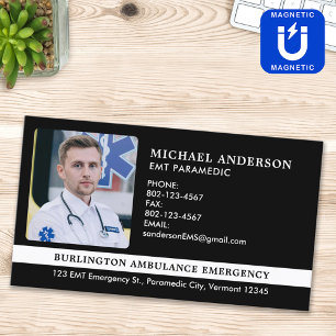 Paramedic Custom EMS EMT Emergency Ambulance Photo Magnetic Business Card