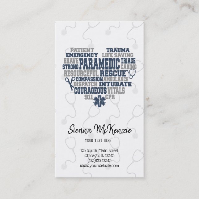 Paramedic Denim texture Business Card (Front)