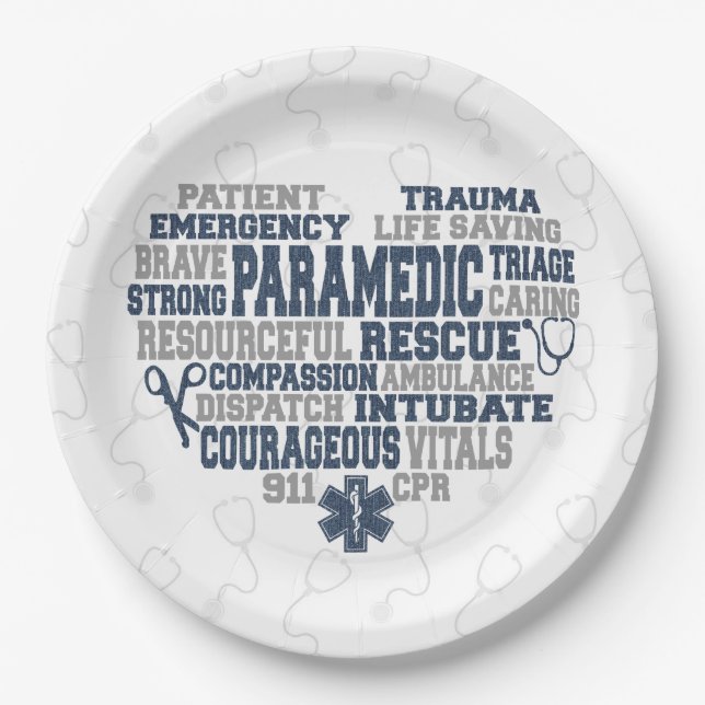 Paramedic Denim texture Paper Plate (Front)