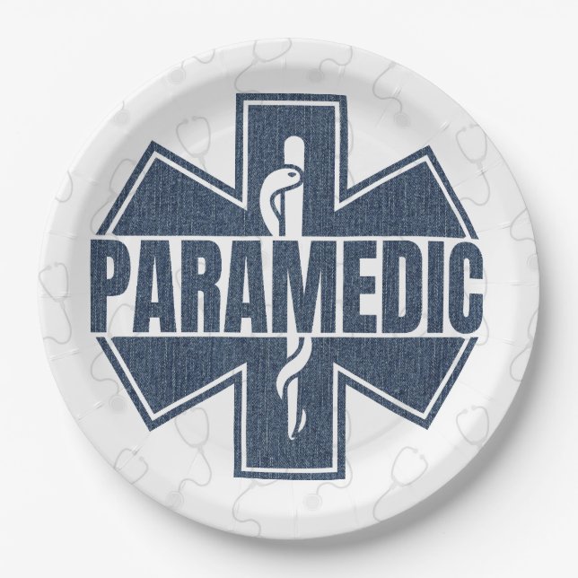 Paramedic Denim texture Paper Plate (Front)