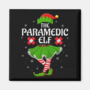 Paramedic Elf Christmas Family Girls Women Elf Squ Magnet