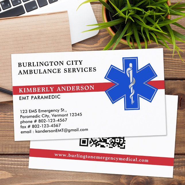 Paramedic EMS EMT Ambulance Emergency Star Of Life Business Card (Creator Uploaded)
