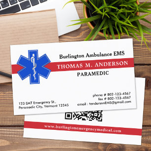 Paramedic EMS EMT Ambulance Medical Star Of Life  Business Card