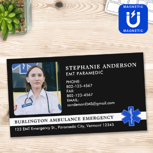 Paramedic EMS EMT Emergency Ambulance Photo Logo Magnetic Business Card