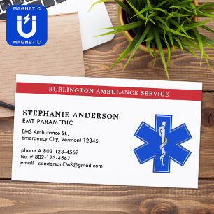 Paramedic EMS EMT Medical Emergency Star Of Life Magnetic Business Card