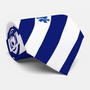 Paramedic EMT Custom Initials Navy Stripes Tie