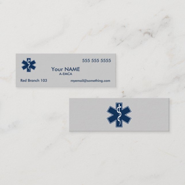 Paramedic EMT EMS Mini Business Card (Front/Back)