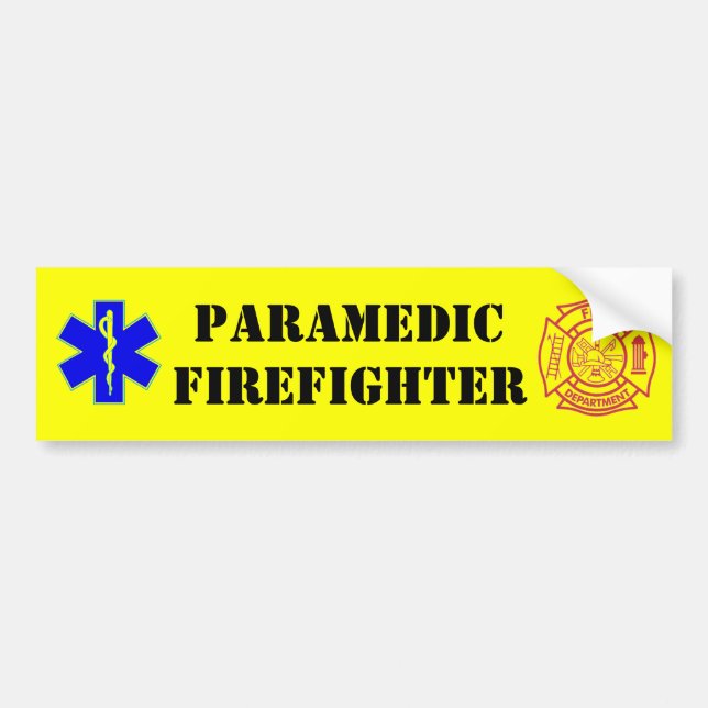 PARAMEDIC-FIREFIGHTER - bumper sticker (Front)