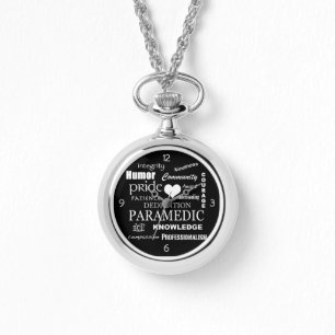 Paramedic Pride-White Heart/Text Design Watch