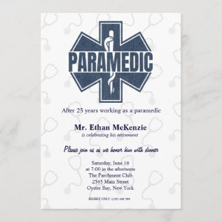 Paramedic retirement Denim texture Invitation