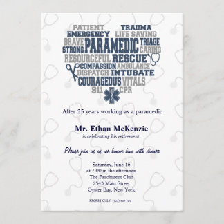 Paramedic retirement Denim texture Invitation