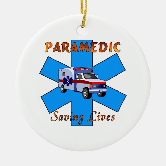 Paramedic Saving Lives Ceramic Tree Decoration (Front)