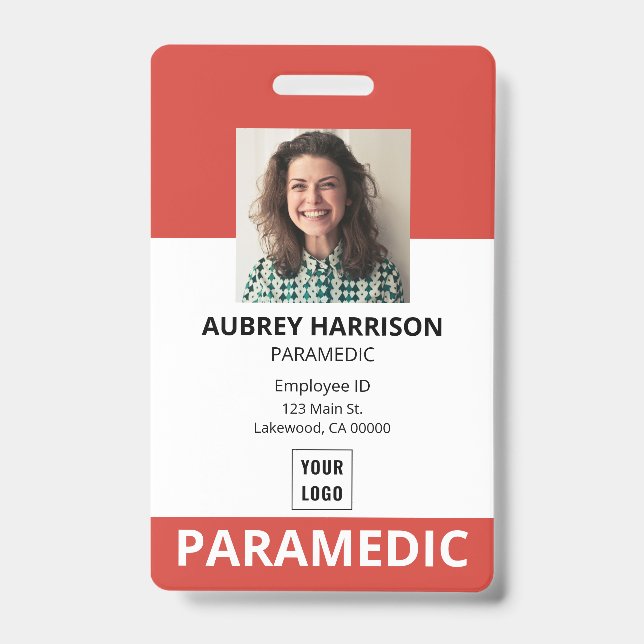 Paramedic Simple Photo ID Badge (Front)