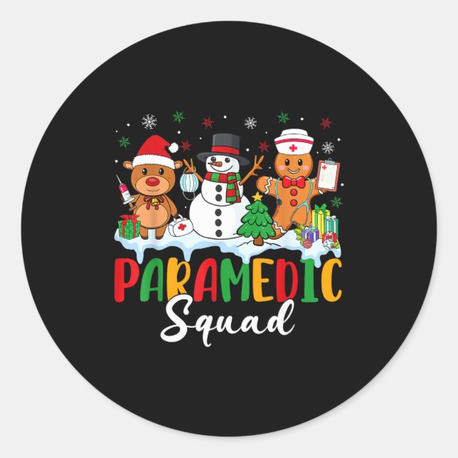 Paramedic Squad Reindeer Snowman Gingerbread Chris Classic Round Sticker (Front)