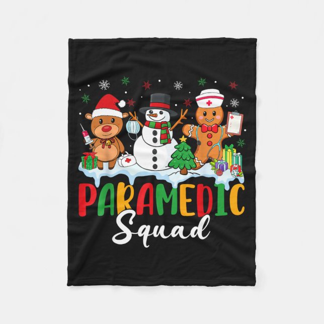 Paramedic Squad Reindeer Snowman Gingerbread Chris Fleece Blanket (Front)