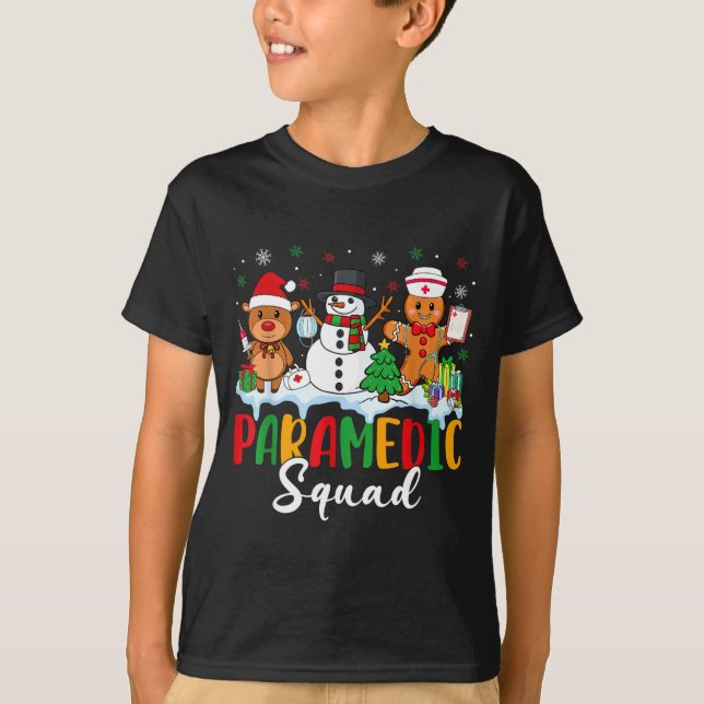 Paramedic Squad Reindeer Snowman Gingerbread Chris T-Shirt (Front)