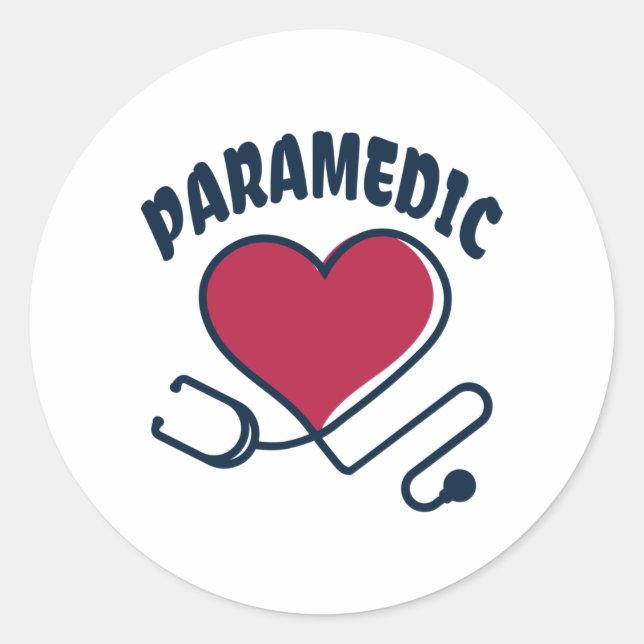Paramedic Stethoscope with heart Classic Round Sticker (Front)