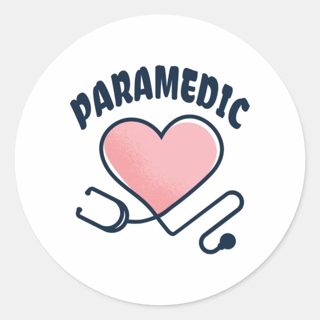 Paramedic Stethoscope with heart Classic Round Sticker (Front)