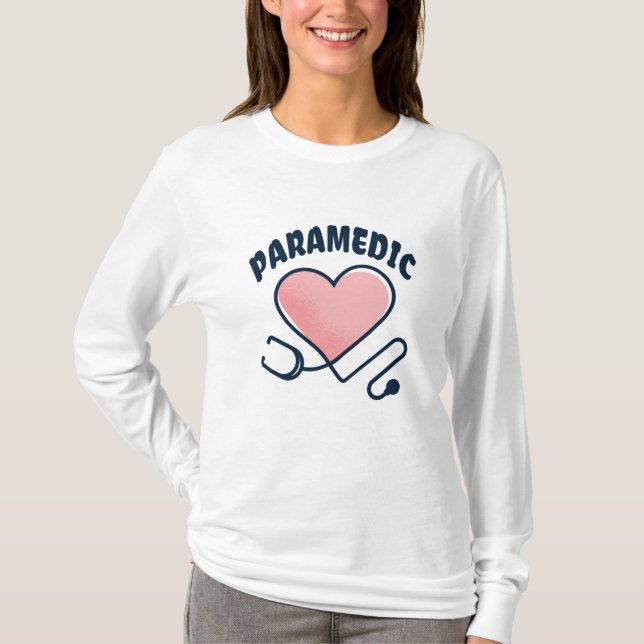 Paramedic Stethoscope with heart T-Shirt (Front)