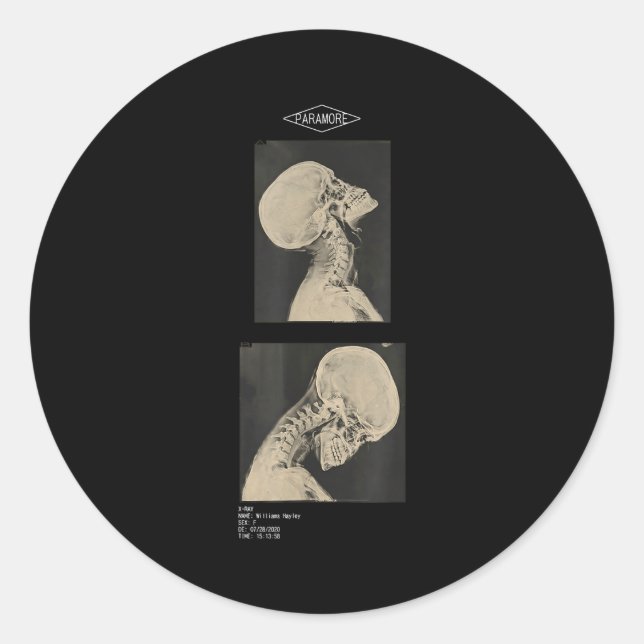 Paramore cropped headbanger x-ray doctors  classic round sticker (Front)