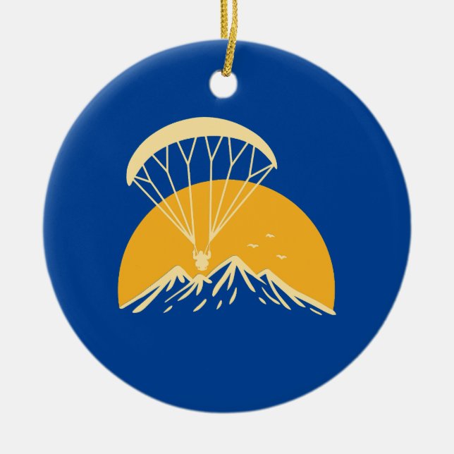 Paramotoring Retro Ceramic Tree Decoration (Front)
