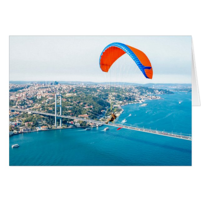 Paramotors Pilots Flying Over The Bosphorus (Front Horizontal)