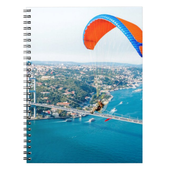 Paramotors Pilots Flying Over The Bosphorus Spiral Notebook (Front)