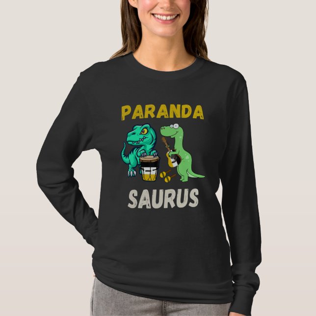 Parandasaurus Dinosaurs Playing Garifuna Drum And  T-Shirt (Front)