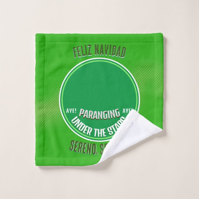 Parang Sereno Feliz Navidad on GREEN Wash Cloth (Wash Cloth)