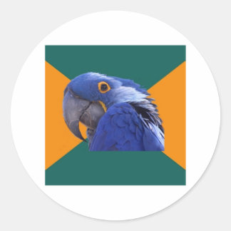 Paranoid Parrot Bird Advice Animal Meme Classic Round Sticker