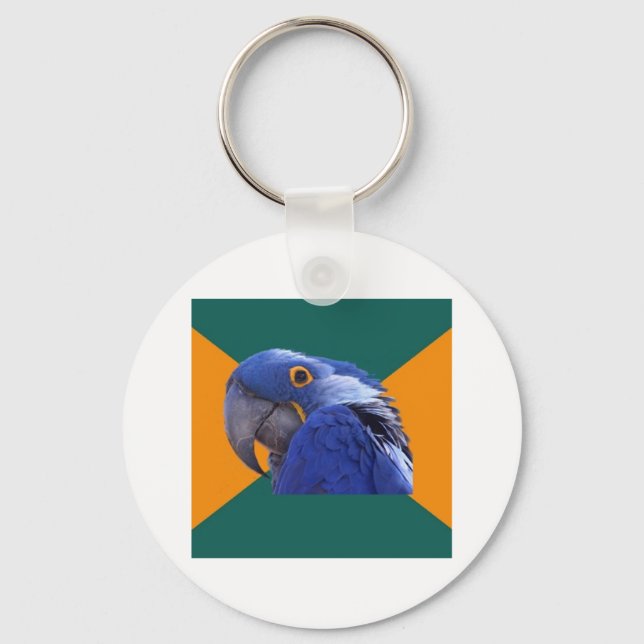 Paranoid Parrot Bird Advice Animal Meme Key Ring (Front)