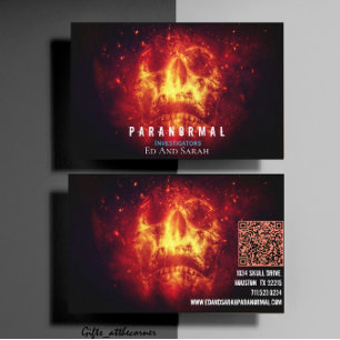 Paranormal Investigator Burning Skull Business Card