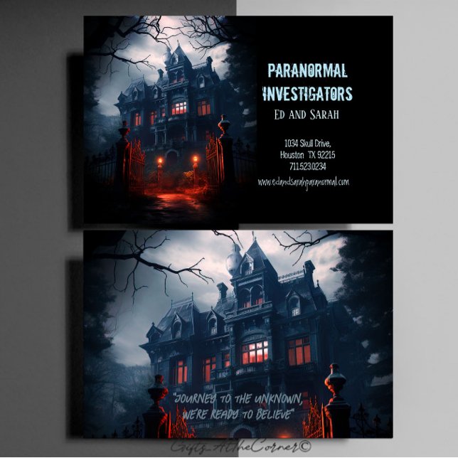Paranormal Investigator Creepy Haunted Mansion Business Card (Creator Uploaded)