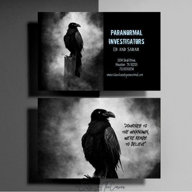 Paranormal Investigator Creepy Raven Business Card (Creator Uploaded)