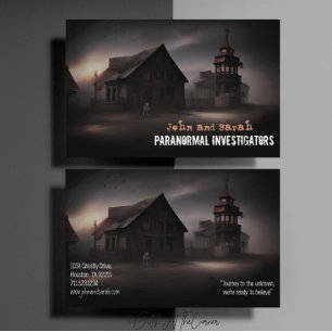 Paranormal Investigator Ghost Town White Dog Business Card