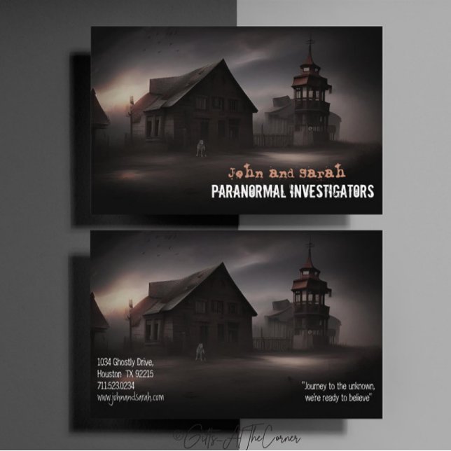 Paranormal Investigator Ghost Town White Dog Business Card (Creator Uploaded)