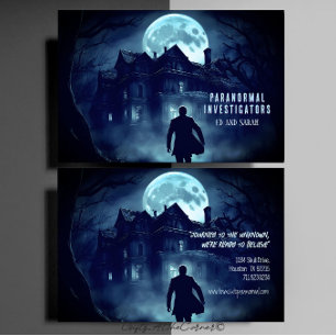 Paranormal Investigator Haunted Mansion Fullmoon Business Card