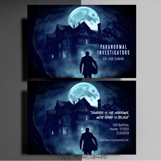 Paranormal Investigator Haunted Mansion Fullmoon Business Card (Creator Uploaded)