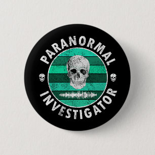 Paranormal Investigator Skull 6 Cm Round Badge