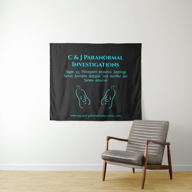 Paranormal Investigator with ghost logo Tapestry (In Situ (Horizontal))