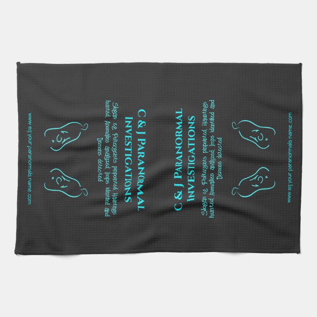 Paranormal Investigator with ghost logo Tea Towel (Horizontal)