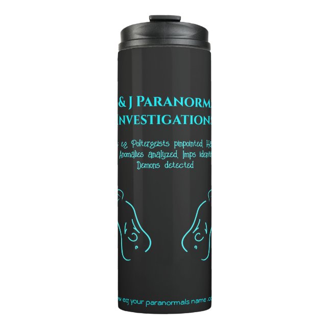 Paranormal Investigator with ghost logo Thermal Tumbler (Front)