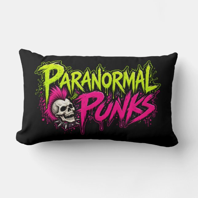 Paranormal Punks Throw Pillow - Black (Front)