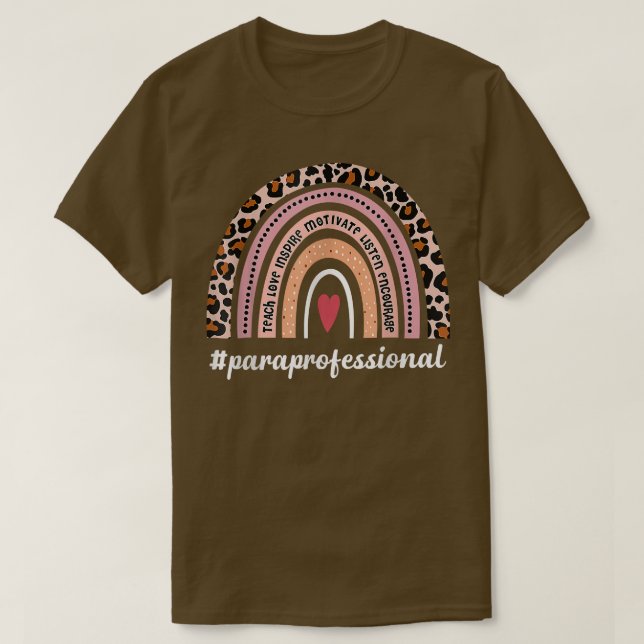 Paraprofessional Life Boho Leopard Rainbow Back To T-Shirt (Design Front)