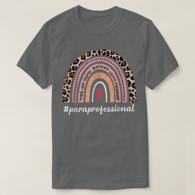 Paraprofessional Life Boho Leopard Rainbow Back To T-Shirt (Design Front)