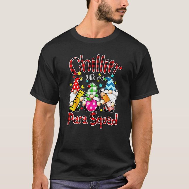 Paraprofessional Para Squad Chillin Gnomes Christm T-Shirt (Front)