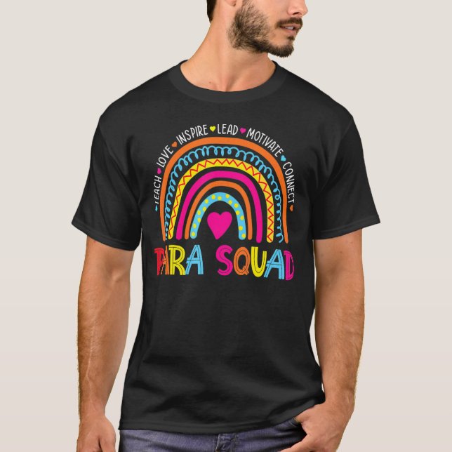Paraprofessional Para Squad Teacher Crew Boho Rain T-Shirt (Front)